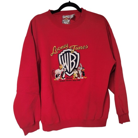 Vintage Warner Brothers Looney Tunes Sweatshirt Embroidered Medium - Picture 1 of 5